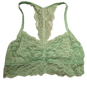 Victoria's Secret Pink Bralette Women's Large Mint Green Lace Boho EUC